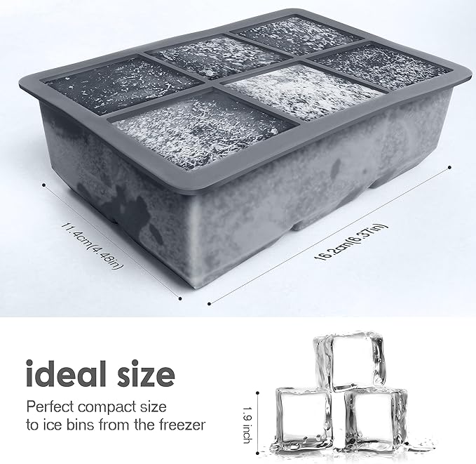 Excnorm Silicone Ice Cube Trays 3 Pack - Large Size Silicone Ice Cube Molds with Leak Proof Removable Lid Square Ice Cube Tray And BPA Free for Cocktail,Whiskey, Stackable Flexible Ice