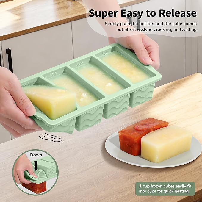 3-Pack Silicone Freezer Trays with Lid,2 Large 2-Cup(500ml)&4 Medium 1-Cup(125ml)&6 Small 1/2-Cup(75ml) Soup Freezer Container Molds,Ice Cube Tray For Meal Prep&Freezing Soup,Stews,Sauces