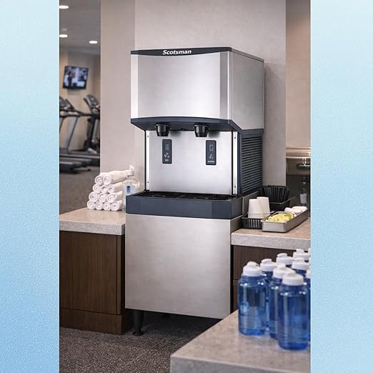 Scotsman Meridian Touchfree Countertop Nugget Ice Maker & Water Dispenser - 500 lb/Day, 25 lb Storage Bin, Stand