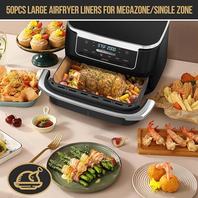 MMH 150PCs Air Fryer Liners for Ninja DZ071 7-QT/Ninja AD600CO 11-QT/Instant VersaZone 9QT,100PCs Small Liners for Divider Basket & 50PCs Large Disposable Paper Liners for 7QT MegaZone/Topzee 11QT
