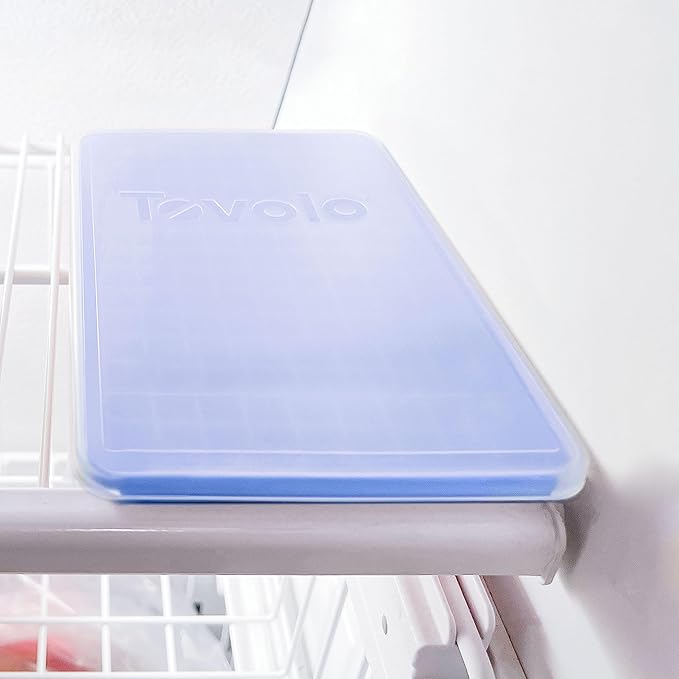 Tovolo Mini Ice Cube Tray with Lid (Stratus Blue) - Silicone Tray for Freezing Mini Ice/BPA-Free Silicone and Plastic (Pack of 2)