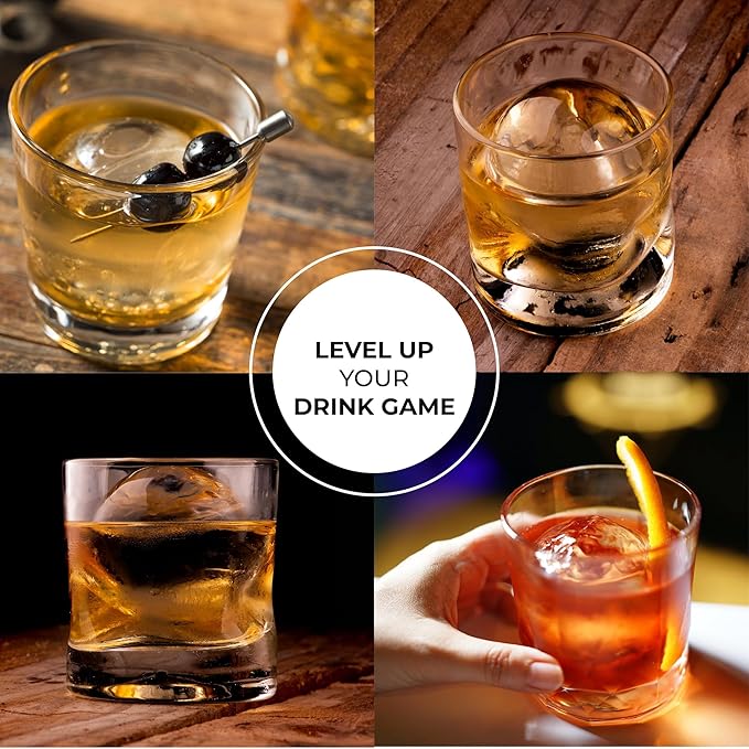 True Cubes Crystal Clear Ice Sphere Maker with Storage Bag – 4 Large Ice Spheres for Cocktails, Whiskey, and Drinks – Stackable Silicone Mold for Slow-Melting, Bartender-Quality Ice
