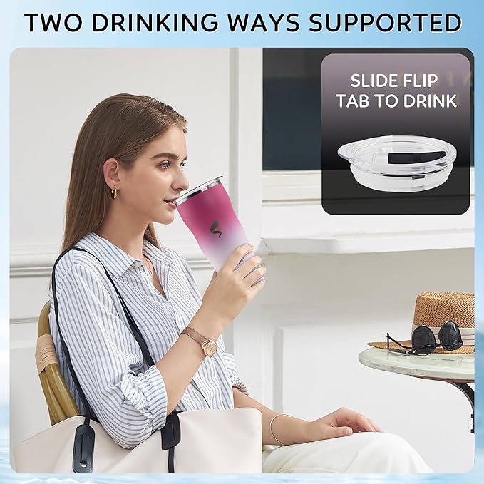 20Oz Insulated Tumbler With Straw And Lid,Stainless Steel Coffee Cup, Double Wall Vacuum Travel Mug,Spill proof Iced Coffee Tumbler, Mom tumbler, White Red Tumbler
