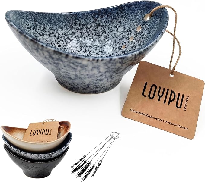 Herb Stripper Bowl, Handmade Ceramic Leaf Remover Tool for Basil, Parsley & Cilantro, Multi-Sized Holes Stem Separator, Textured Glaze Kitchen Gadget