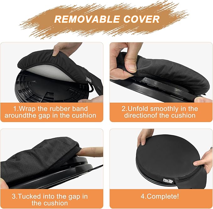 MDSTOP Heated 5 Gallon Bucket Seat, 360-Degree Swivel Bucket Seat Lid, Waterproof Top Seat Foam Cushion for Dove Duck Hunting, Ice Fishing, Baseball, Gardening, Camping（No Power Bank）