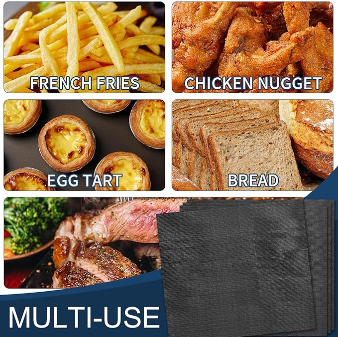 4-Pack Set Fiberglass Reusable Oven Baking Mats for Ninja DT201 DT251 Foodi 10-in-1 Smart XL Air Fry Oven 10.83"x12.4" Non-Stick Air Fryer Liners Heat-Resistant oven liners for bottom of oven