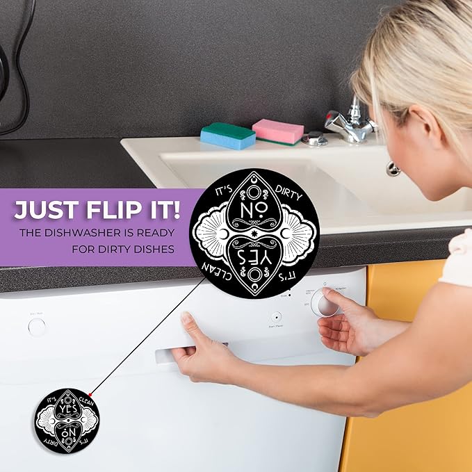 Ouija Board Gothic Dishwasher Magnet – Clean Dirty Sign for Witchy Kitchen Decor, Black Aesthetic Home & Office Accessories, Quirky Apartment Essentials, Ideal Gift for Gothic Enthusiasts