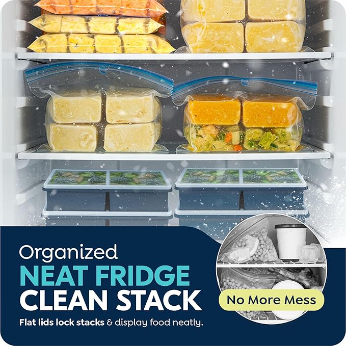 Silicone Freezer Molds for Soup with Lid, 2-Cup Silicone Soup Freezer Molds, Meal Prep & Food Storage, Great for storing soups and other dishes, Dishwasher, Oven Safe