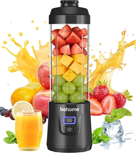 Behome Portable Blender Smoothies and Shakes, Personal Juicer 14 OZ BPA Free Portable Cups, USB-C Rechargeable, Dishwasher Safe Parts - Mini Small Blenders Cup Fits Home, Office, Gym, Travel