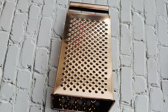 Large Stainless Steel 4 Sides Grater Slicer with Handle, Multifunctional Cutter Planing for Ginger, Garlic, Cucumbers, Carrots, Cheese, Potato, Ergonomic Design Kitchen Gadgets Accessories Gold