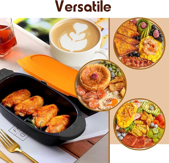 MKYSAIL Quick-Heat Microwave Grill Pan & Bacon Cooker | The Perfect Kitchen Addition for Single Servings & Fast Family Sides.Compact Multi-Use Microwave Cookware with Lid for Chicken, Veggies,Pancakes | Dishwasher Safe,Portable for Kitchen, RV, Dorm, O...