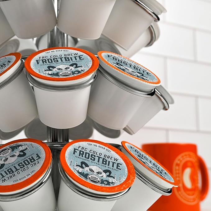 FRC Organic Frostbite Cold Brew Pods | Medium Roast | 24 Count K-Cup Compatible Pods for Single Serve Brewers | Mold, Mycotoxin & Pesticide 3rd Party Tested | USDA | Kosher | 100% Arabica Coffee