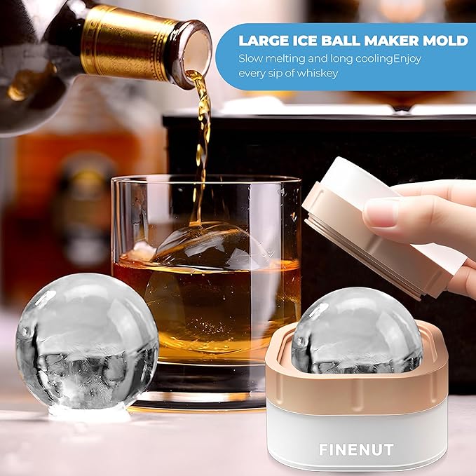 Silicone Ice Ball Mold with Lid, 4 Pack – 2.5 Inch Large Sphere Round Ice Maker, Easy Release BPA-Free Silicone Trays for Whiskey & Cocktails, Home Bars & Freezer (Multicolor-Premium)