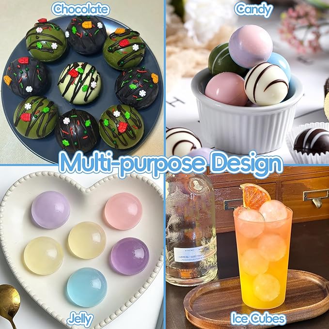 Semi Sphere Silicone Mold, 2 Pcs Silicone Sphere Chocolate Mold 30 Cavity Small Half Ball Molds for Chocolate Truffles, Candy, Ice Cubes, Jelly, Jello, Cake Decorations, Dome Mousse