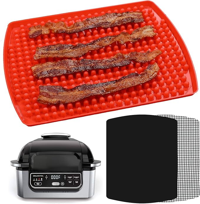 Air Fryer Reusable Liner Accessories for Ninja Foodi Grill 5-in-1 AG301, 4qt Ninja Foodi Accessories, Heat Resistant Liners, Food Safe, Easy Clean Silicone Mat by INFRAOVENS