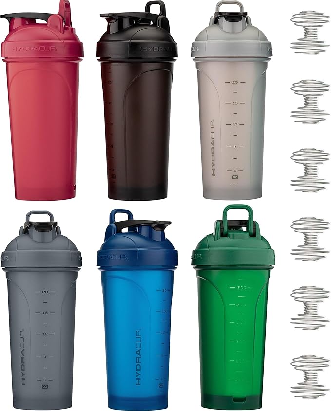 Hydra Cup 6 Pack 28 oz Protein Shaker Bottles for Protein Mixes with Whisk Ball, Leak-Proof Shaker Cups for Protein Shakes, BPA-Free with Carry Handle
