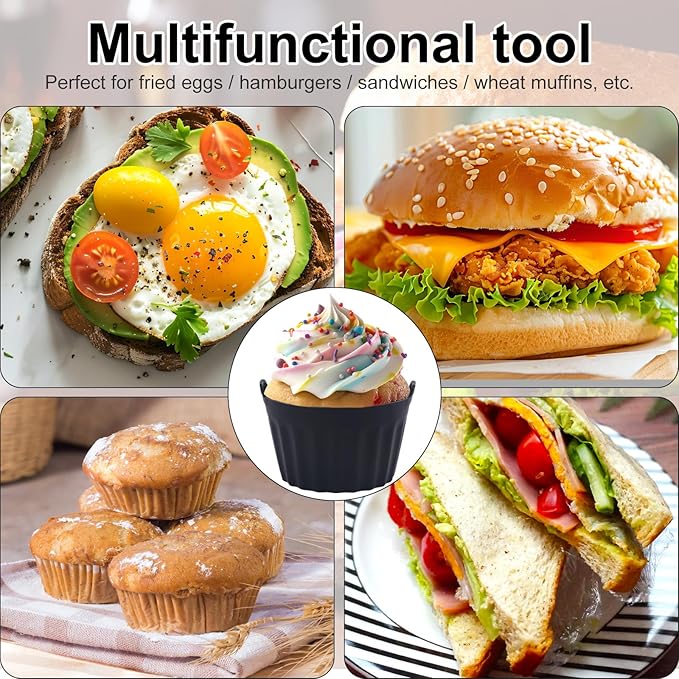 4pcs Silicone Muffin Cups, Non-Stick Silicone Baking Cups Cupcake Molds Reusable Muffin Liners Air Fryer Egg Mould Lunch Box Dividers Baking Accessories for Cupcakes Pudding Egg Tart Custard