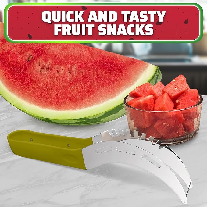 SYAYVO Stainless Steel Watermelon Slicer Cutter Tool – Easy Grip Water Melon Cutter Slicer for Cantaloupe, Honeydew & Papaya | Cheesecake, Fruit Mess-Free Prep for Parties, BBQs & Summer Snacks