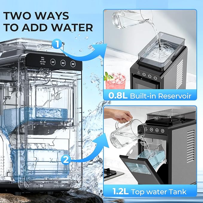 Antarctic Star Countertop Ice Maker, 26lbs/24H Ice Machine, Self-Cleaning Portable Ice Maker with 1.1lb Storage, 8 Bullet Ice in 6 Mins, Compact Ice Maker for Home/Office/Outdoor, Black