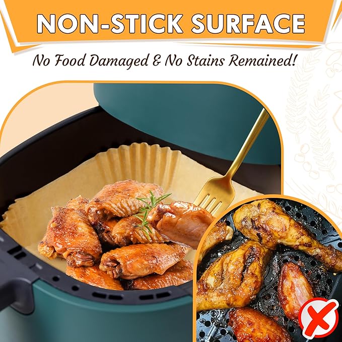 200pcs Air Fryer Liners Disposable, Air Fryer Liners, 8.7" Square Parchment Disposable Paper Liner for Air Fryer, Parchment Paper, Baking, Roasting and Microwave