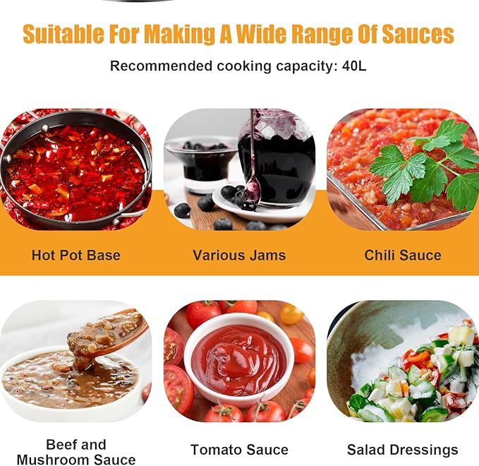 Automatic Food Mixer - 60L Commercial Food Mixer,4 Blade Stirring Scraper,for Making Jam, Sauce, Filling, Hot Pot Seasoning Bottom Soup Sauce Stirre Frying Machine,Adjustable Stirring Speed