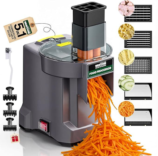 WantJoin 5 in 1 Electric Vegetable Chopper - Multifunctional Commercial Vegetable Dicer Food Fruit Processor Stainless Steel Blades for Slicing(2.5mm), Dicing(8/12mm), Chopping(2.5mm),Shredding