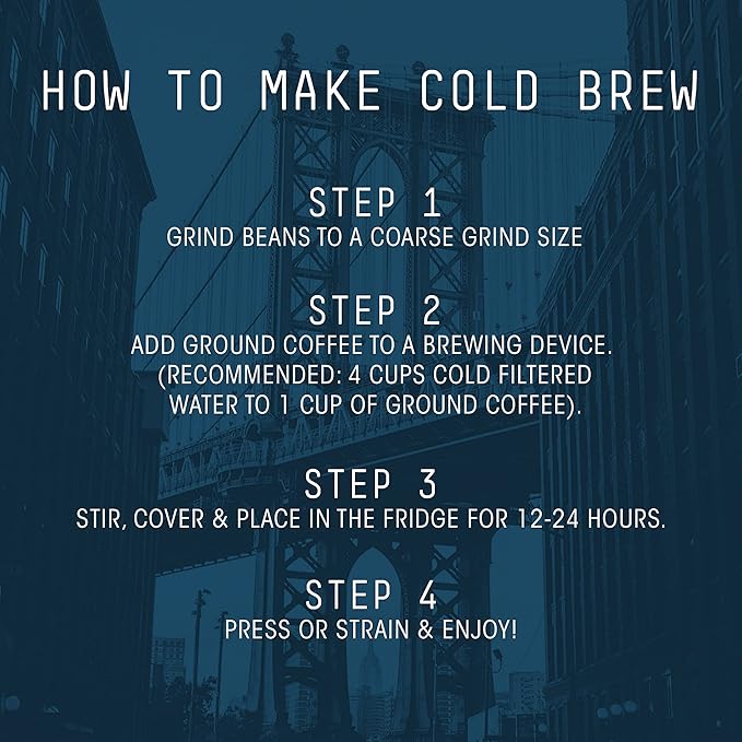 Stone Street Cold Brew Coffee, Low Acid, 100% Arabica, Gourmet Coffee - Strong & Smooth Blend, Coarse Ground, Dark Roast, Colombian Single Origin, 1 LB