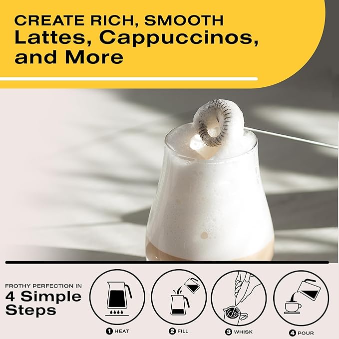 Bean Envy Milk Frother, Coffee Stirrers, Frother Wand, Milk Frother Handheld, Frother with stand, Hand Blender for Coffee, Lattes, Cappuccino, Matcha and Hot Chocolate – Kitchen Gifts (Raspberry)