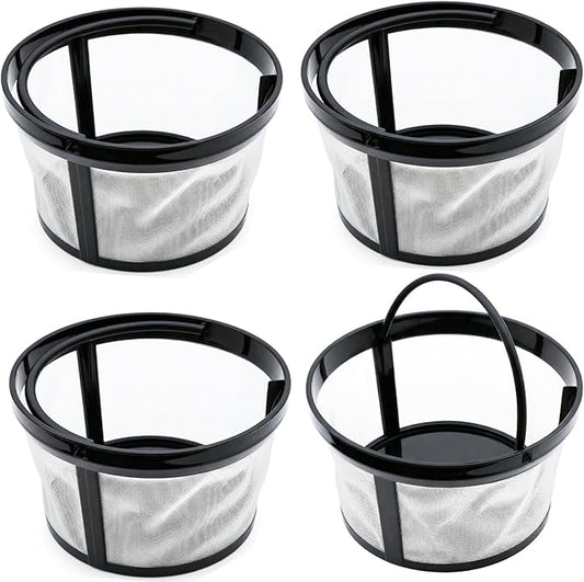 4 Pack Reusable Coffee Filter Basket with Handle Compatible with Mr. Coffee 4-5 Cup Coffee Makers Universal Replacement Nylon Mesh Filters for Most Coffeemakers and Brewers