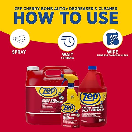 Zep Cherry Bomb Auto+ Degreaser & Cleaner - For Auto, Marine, RV, & Home - 2.5 Gallon