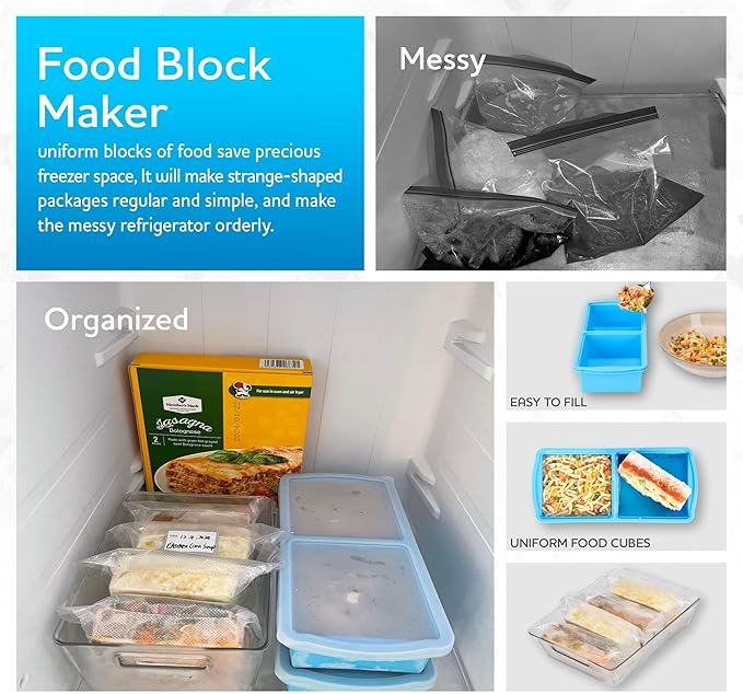 ZIP STANDING Silicone Freezer Trays with Lid,2-cup Soup Freezer Container large Ice Cube Molds with Reinforced Steel Ring Top for freezing Soup Sauce Broth Leftovers oven Dishwasher -Safe (yellow)