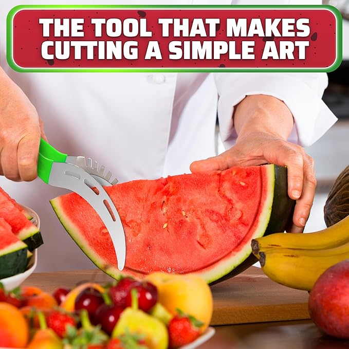 Watermelon Slicer Cutter Tool – Durable Stainless Steel Blade Watermelon Cutter with Ergonomic Handle | Slice or Cube Cantaloupe & Honeydew, Quick, Mess-Free Prep for Summer Snacks, Parties & BBQs