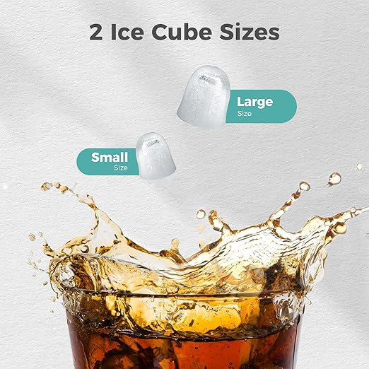 Crzoe Ice Makers Countertop with Handle, 2 Sizes of Ice, 8 Bullet Ice Cubes in 6 Mins, 26Lbs/24H, Portable Ice Maker with Self-Cleaning, Ice Machine for Home&Kitchen&Office&Party (Black)