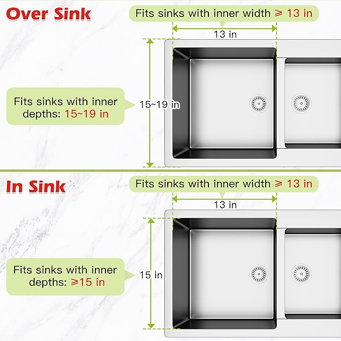 Expandable Stainless Steel Dish Drying Rack Over The Sink For Small Kitchen, Counter Space Saving Compact Metal Plate Drainer Strainer, Adjustable Hanging Inside Sink Rust Proof Wire Dryer Holder