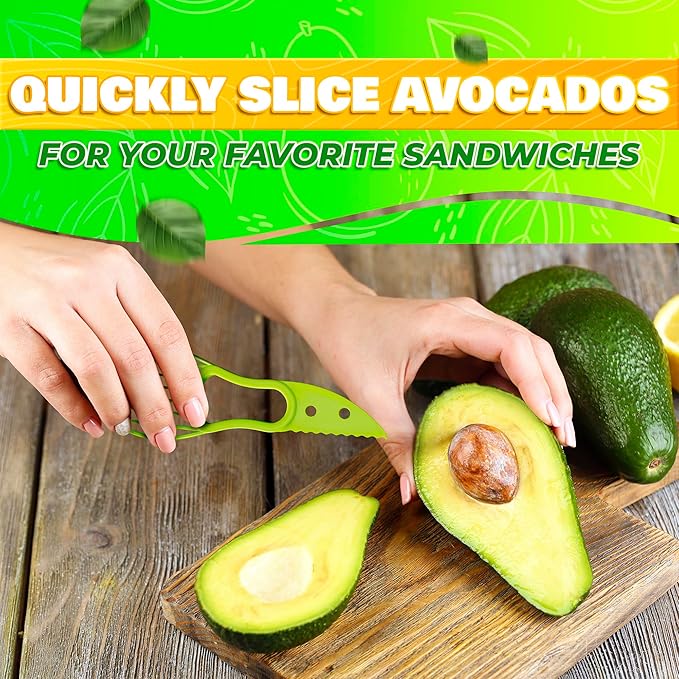 Avocado Slicer Tool 3 in 1 – Food-Grade Plastic Cutter, Peeler & Pit Remover for Easy Slicing, Scooping & Quick Food Prep – Easy to Use Avocado Peeler Tool | Durable Ergonomic Design Kitchen Gadget
