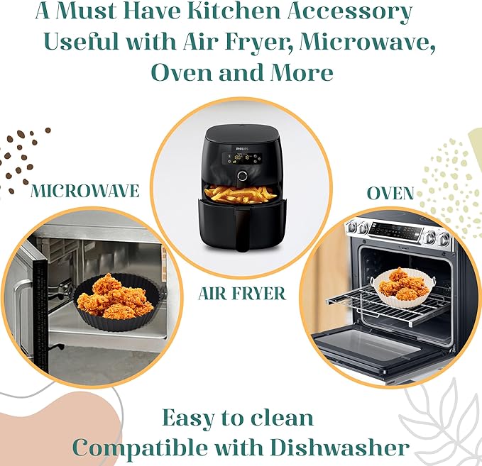 SAMNATE 3pcs Air Fryer Liners reusable - silicone air fryer liners, AirFryer Accessories, Air Fryer Silicone Liner - reusable airfryer liners - air fryer pans - airfryer liners