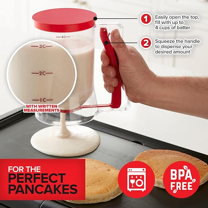 Modern Innovations Griddle Breakfast Kit Pancake Batter Dispenser Grill Press Egg Rings Spatula Compatible with Blackstone Griddles 8 Pack