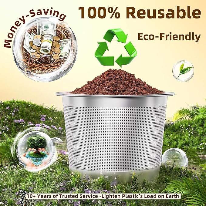 6 Pack Reusable K Cups Coffee Pods for Keurig 1.0: Stainless Steel Reusable Coffee Pods for Keurig Coffee Pods Reusable, BPA-Free, SUS 304‌, Scoop, Heat Resistant Handles