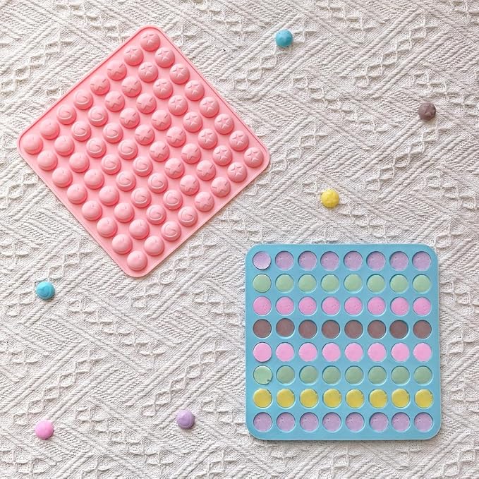 3Pcs Mini Round Silicone Mold,64 Holes Semicircle Mold With Pentagram Heart Pattern Design,Semi Sphere Shaped Mold For Small Half Ball Pellet Chocolate, Gummy Candy, Wax Melts Beads, Ice Balls,Biscuit