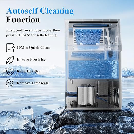 Mountman Commercial Ice Maker,110 lbs/24H,Stainless Steel Ice Machine with 33 lbs Storage Capacity,50 Cubes in 14 Mins,Water Filter,Under Counter/Freestanding Ice Makers for Home,Restaurant,Bar,Cafe
