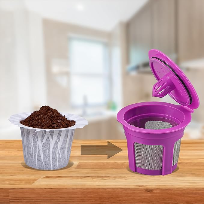 Haetyly 200 Count Coffee Paper Filters Compatible with Keurig Single Serve 1.0 and 2.0, Fits All Brands Reusable K Cup Filters
