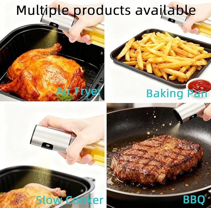 Olive Oil Sprayer, 3.5oz/100ml Oil Sprayer for Cooking, Oil Sprayer for Air Fryer, Stainless Steel Pump for Mist Spray, Food Grade Glass Metarial Mister for Kitchen Gadgets, Salad, BBQ