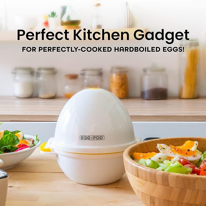 Eggpod by Emson Egg Cooker Wireless Microwave Hardboiled Egg Maker, Cooker, Egg Boiler & Steamer, 4 Perfectly-Cooked Hard boiled Eggs in Under 9 minutes As Seen On TV
