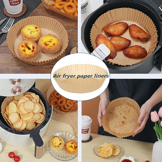 Air Fryer Liners Disposable 6.5 IN,100PCS Round Non-Stick Parchment Paper Parchment Paper for 3-5QT Air Fryer Roasting Microwave Basket