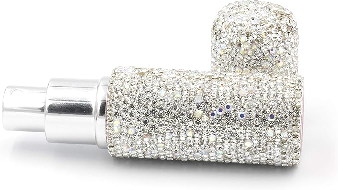 Rhinestone Empty Portable spray bottle, cosmetic Perfume spray bottle spray essential oil bottle glass perfume bottle 10ML (Silver)