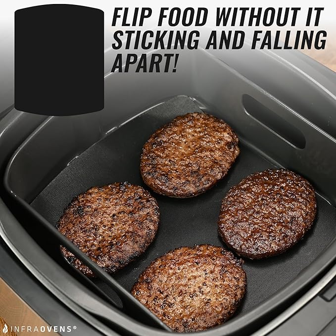 Air Fryer Reusable Liner Accessories for Ninja Foodi Grill 5-in-1 AG301, 4qt Ninja Foodi Accessories, Heat Resistant Liners, Food Safe, Easy Clean Silicone Mat by INFRAOVENS