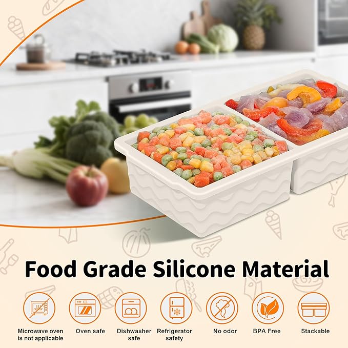 3-Pack Silicone Freezer Trays with Lid,2 Large 2-Cup(500ml)&4 Medium 1-Cup(125ml)&6 Small 1/2-Cup(75ml) Soup Freezer Container Molds,Ice Cube Tray For Meal Prep&Freezing Soup,Stews,Sauces