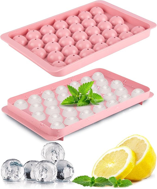 Ice Cube Trays for Freezer - 33 PCS Round Ice Cube Mold with Lid, Sphere Ice Mold and ice trays for freezer