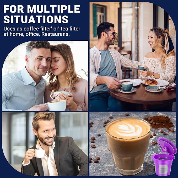 [SANYEDOU] Reusable Coffee Filters Reusable K Cup Filters Cups K Cups For Keurig 1.0+2.0 Mini K cup Refillable Pods BPA Free-(6 PACK)