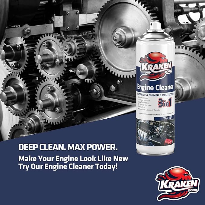 KRAKEN BOND Engine Cleaner Spray - (1x12.3 fl. Oz) Degreaser for Engine Bay, Gunk, and Motor | 1 Pack